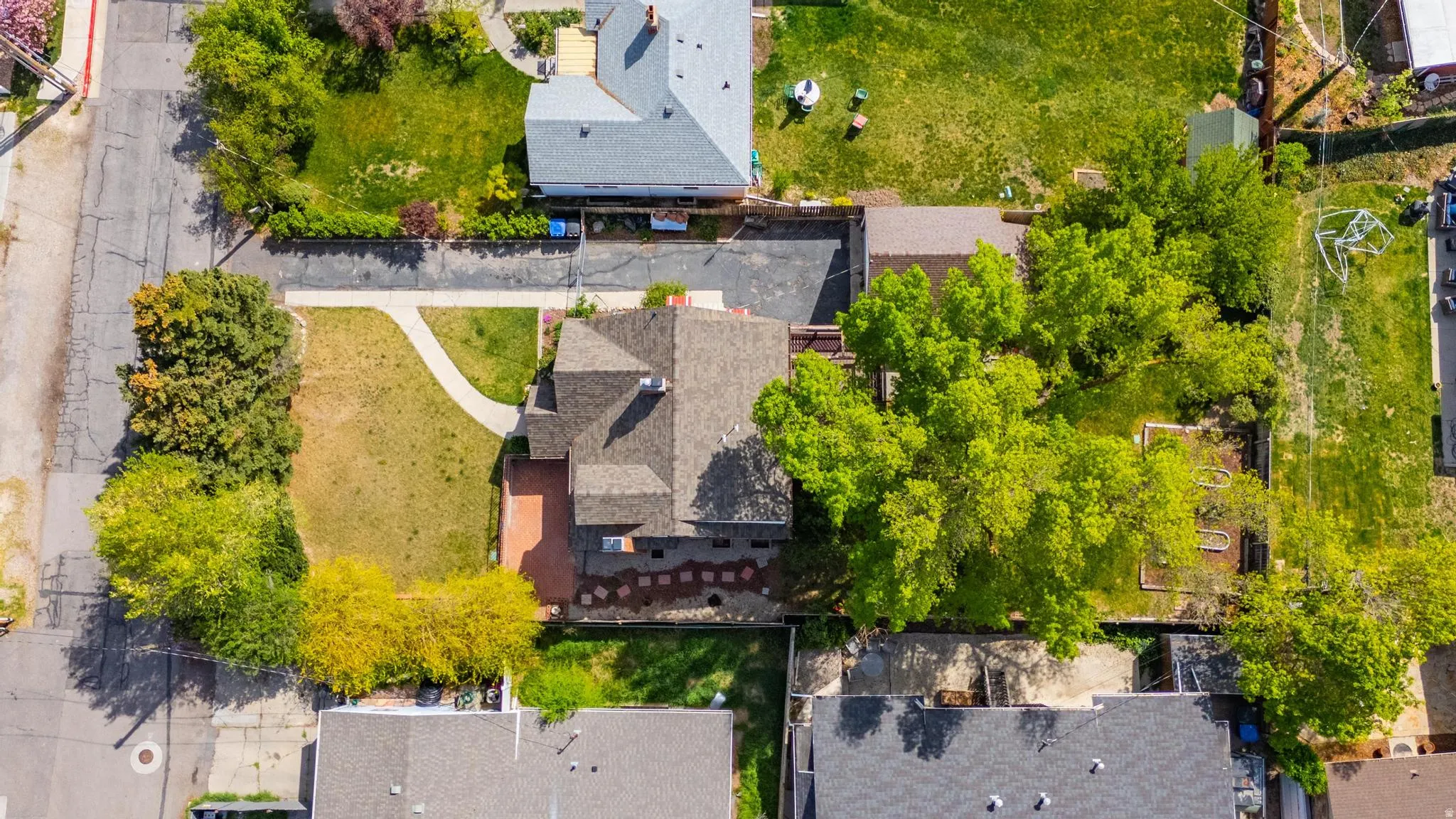 Aerial perspective of suburban area