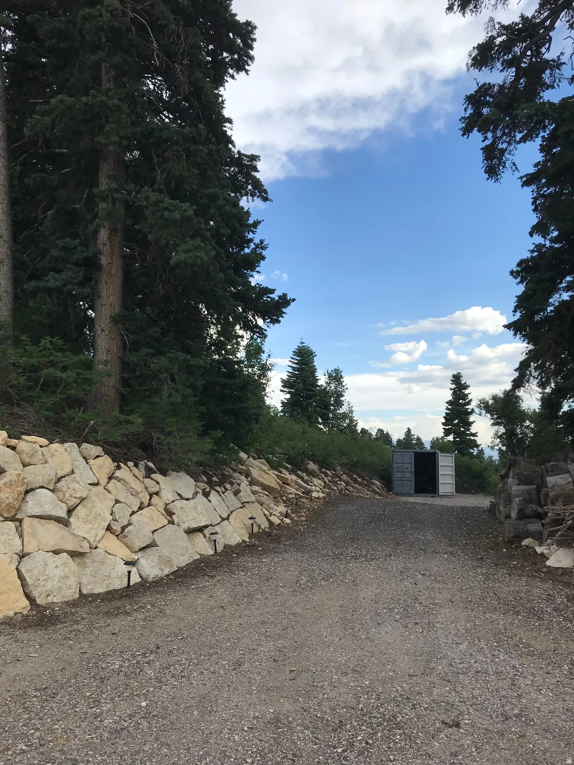 gravel driveway & storage container