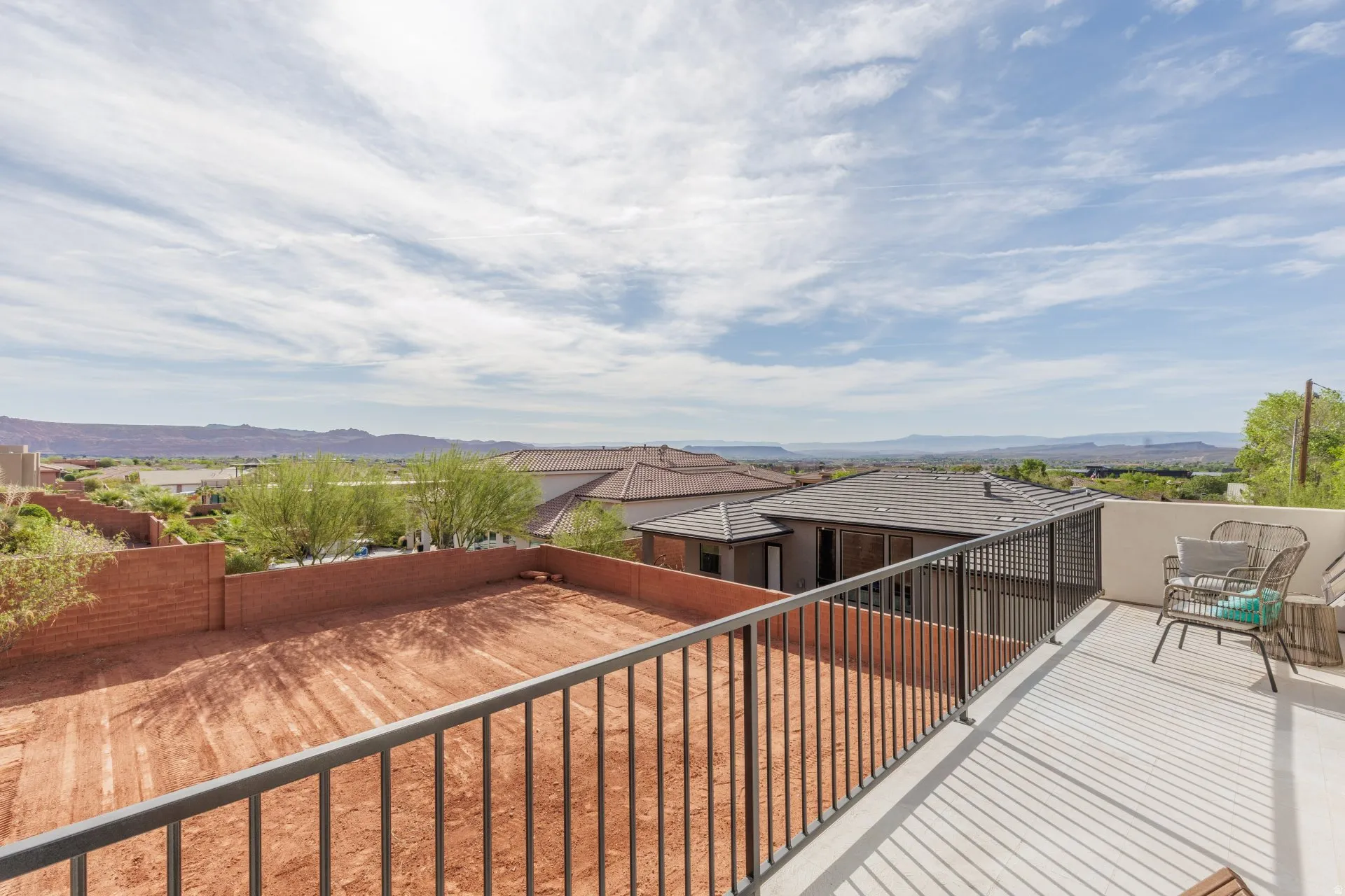 Deck featuring a mountain view