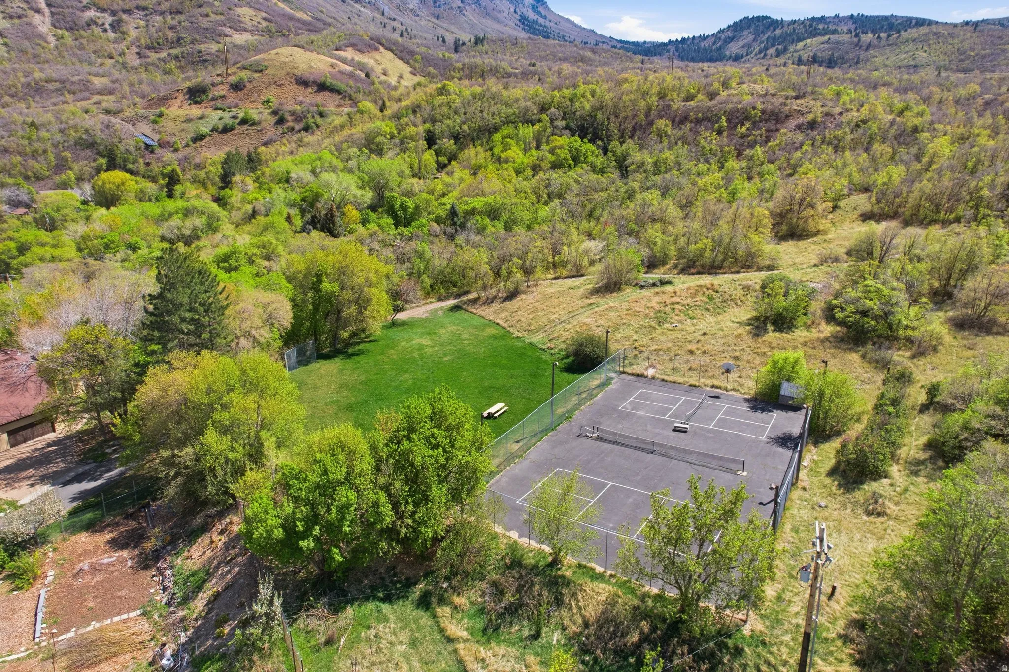 Aerial view of a mountainous background