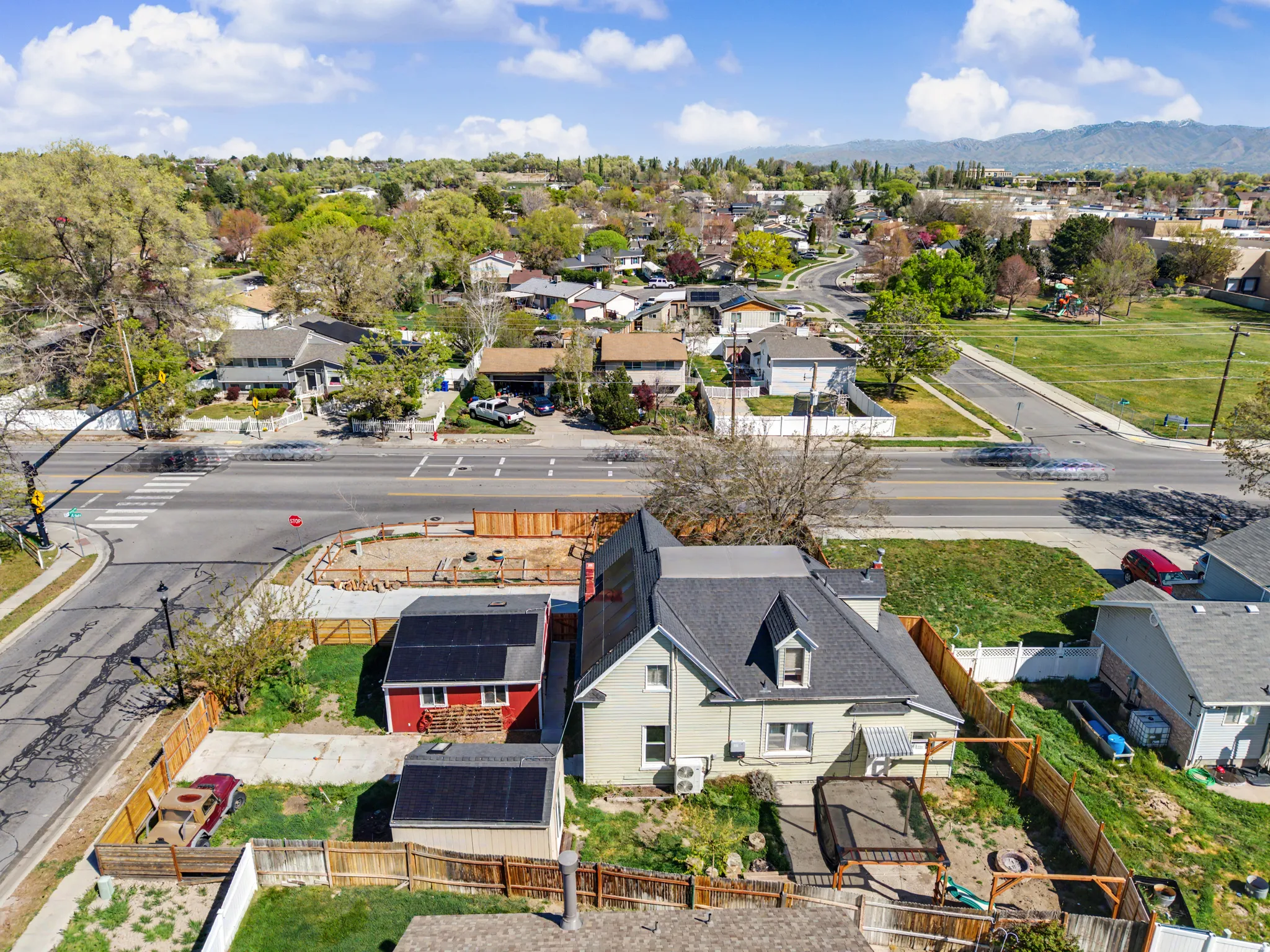 Aerial perspective of suburban area