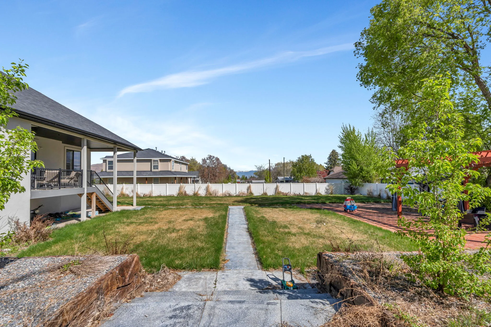 Fenced backyard