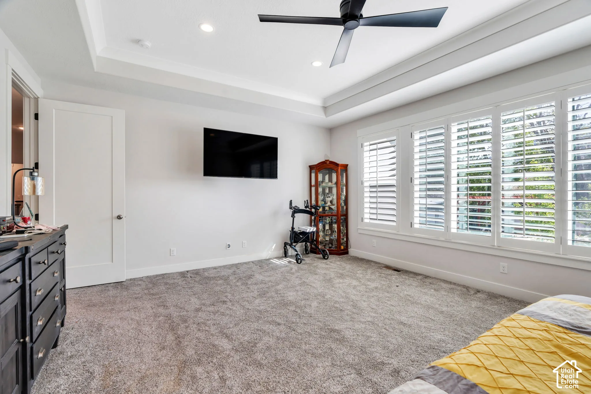 Large master bedroom has room for sitting area