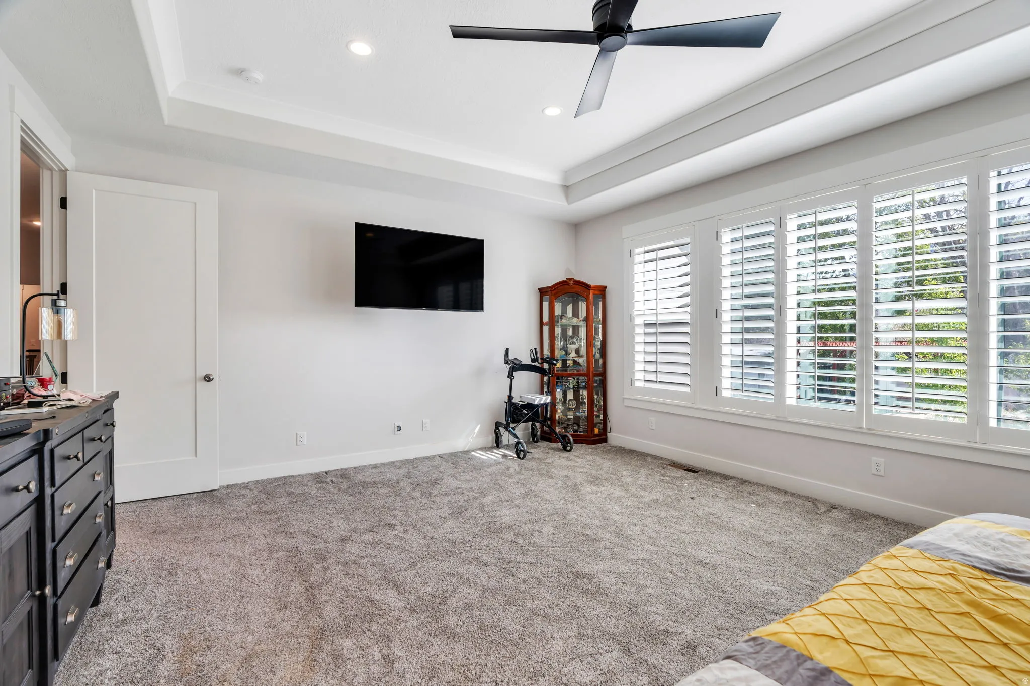Large master bedroom has room for sitting area