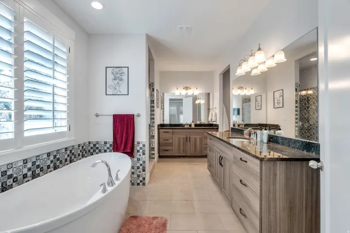 Master bathroom with dual vanities