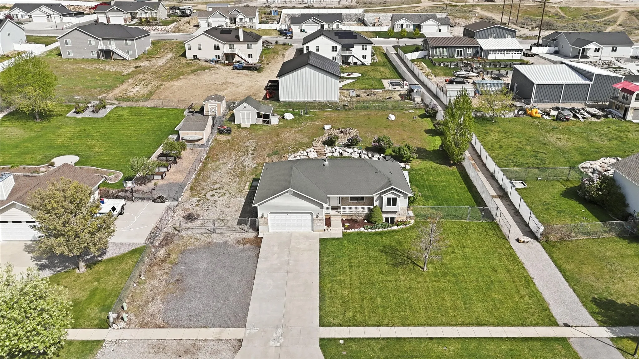 Aerial perspective of suburban area