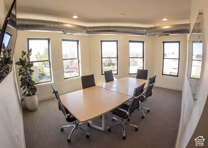 Office space featuring recessed lighting