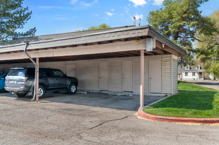 View of covered parking lot