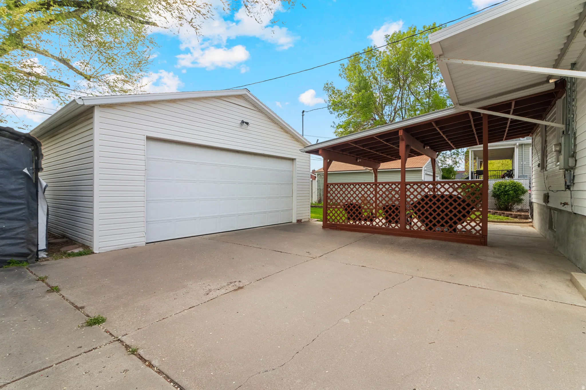 View of detached garage