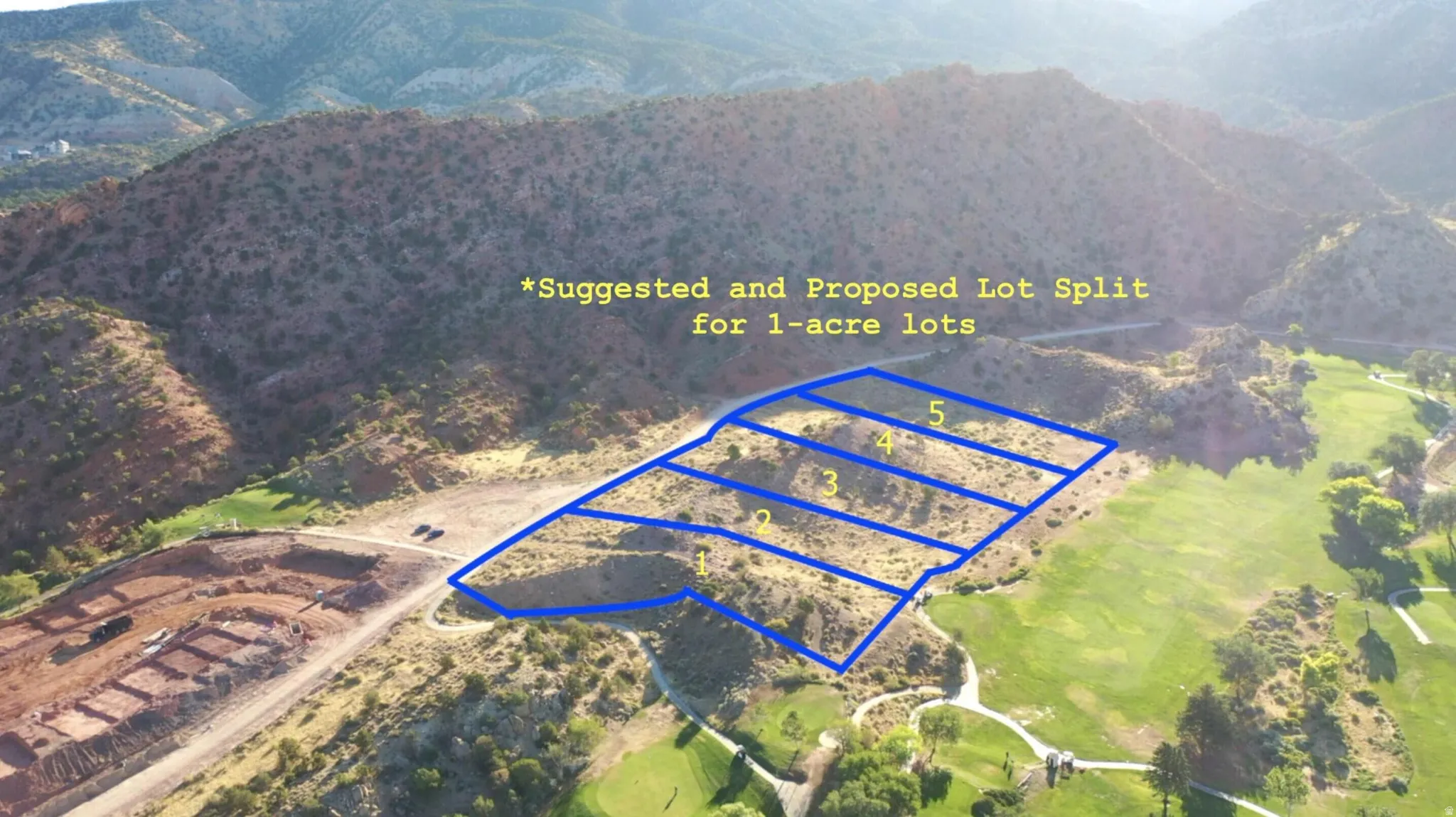 View of property location with property parcel outlined and mountains