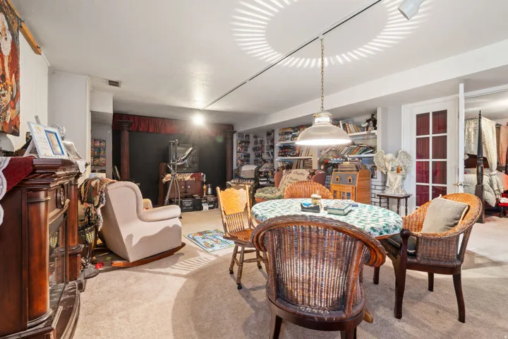 Dining room featuring carpet flooring