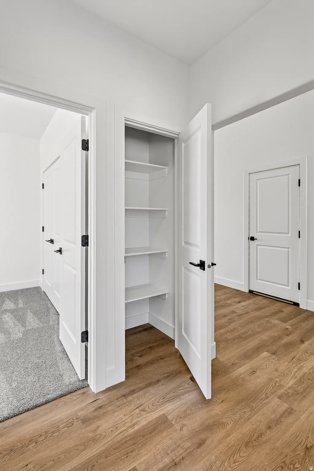 Built-in shelving unit with multiple shelves
