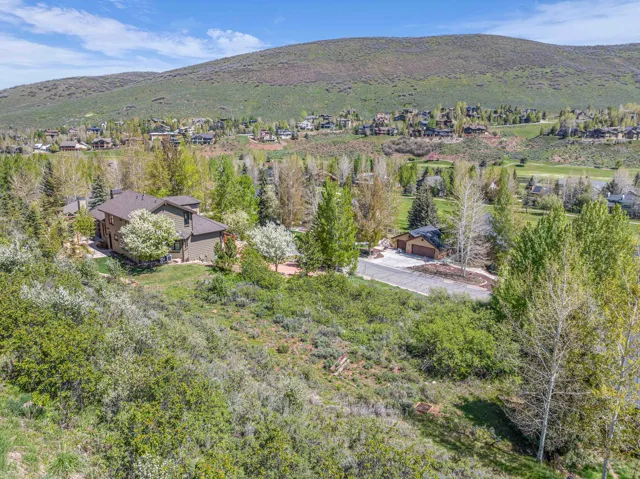 Aerial view of a mountain backdrop