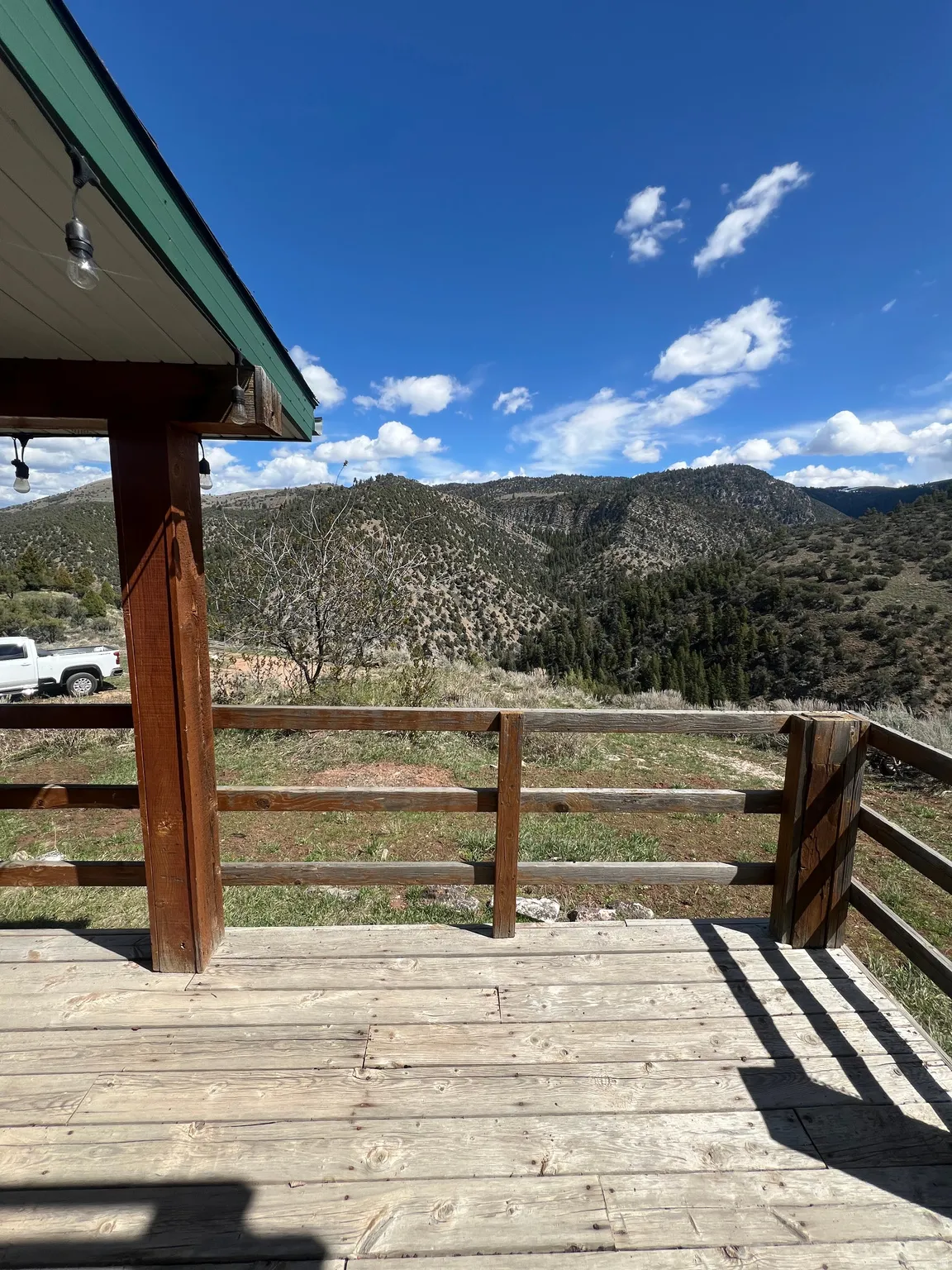 Deck with a mountain view to the North