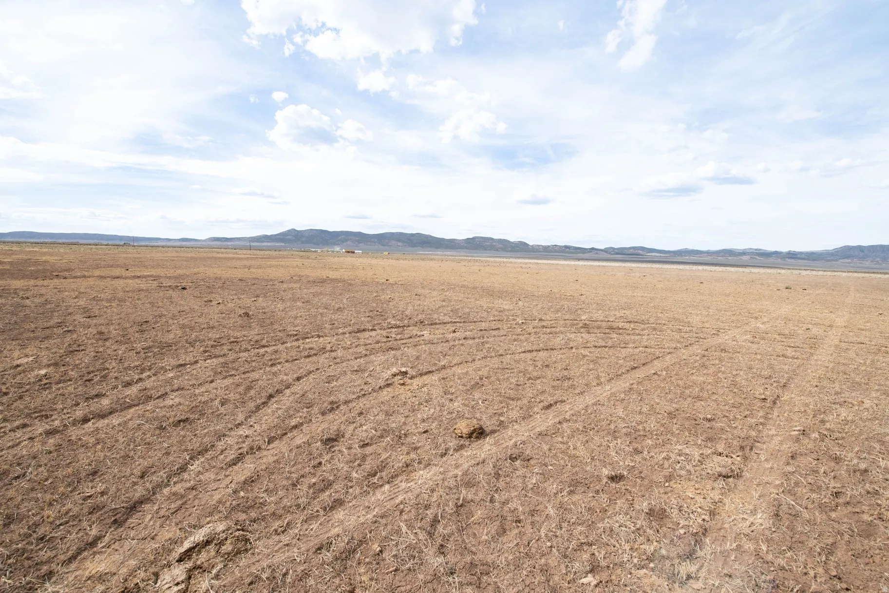 Aerial view of sparsely populated area with a mountain backdrop