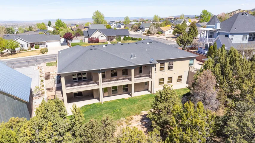Aerial perspective of suburban area