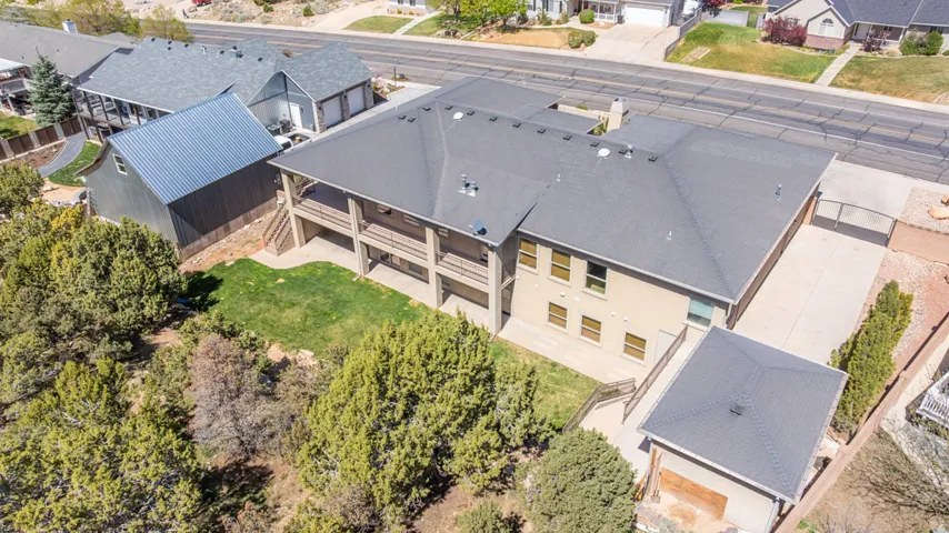 Aerial perspective of suburban area