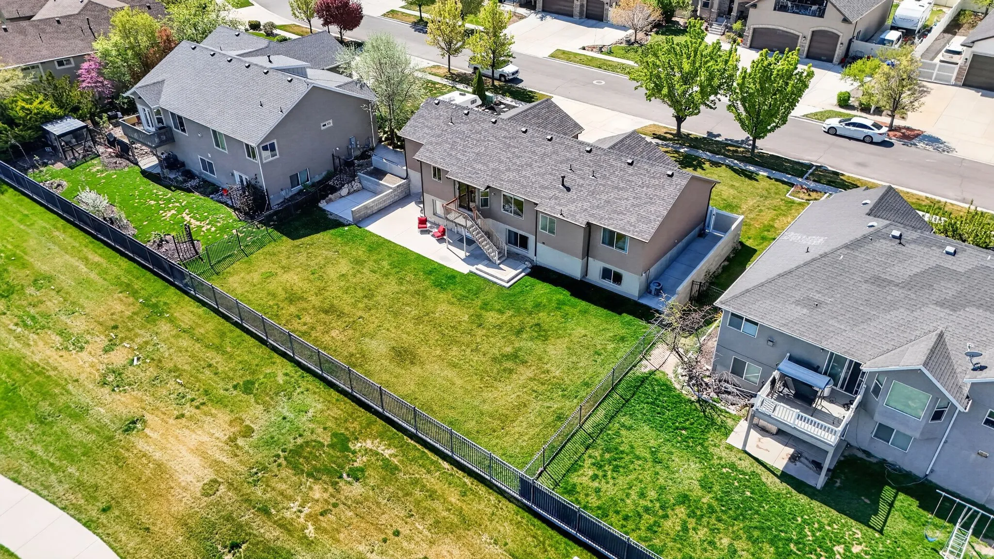 Aerial perspective of suburban area
