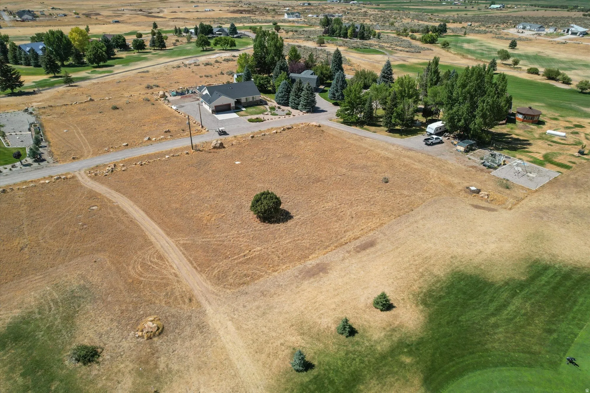 Aerial view of property's location with rural landscape