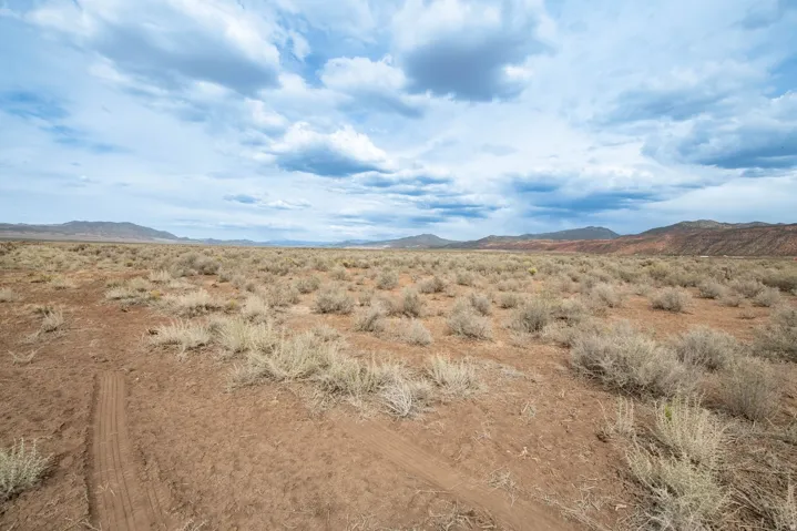 Mountain view featuring a desert landscape