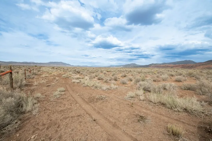 View of mountain backdrop with a desert landscape