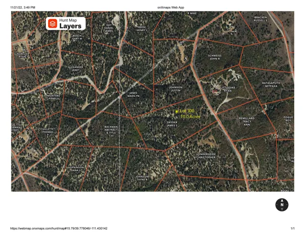 Aerial view of property's location featuring property parcel outlined