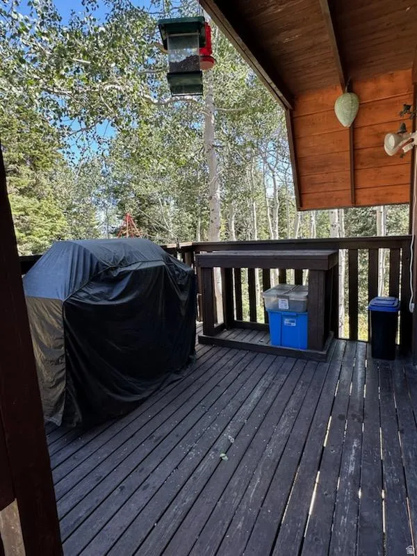 Wooden terrace with a grill