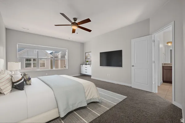 Primary bedroom. Virtually staged.