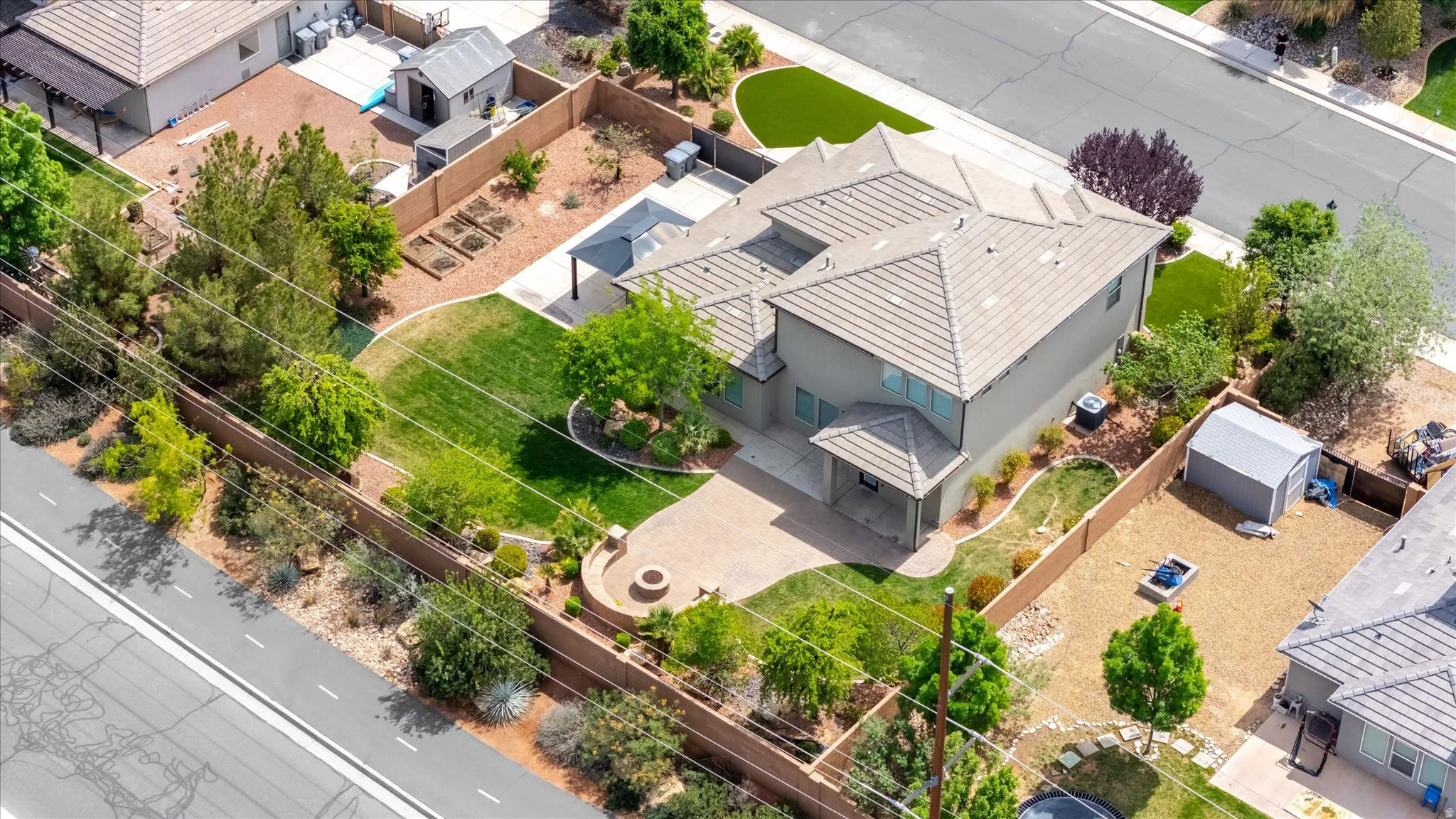 Aerial view of residential area
