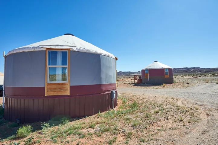 View of side of yurt