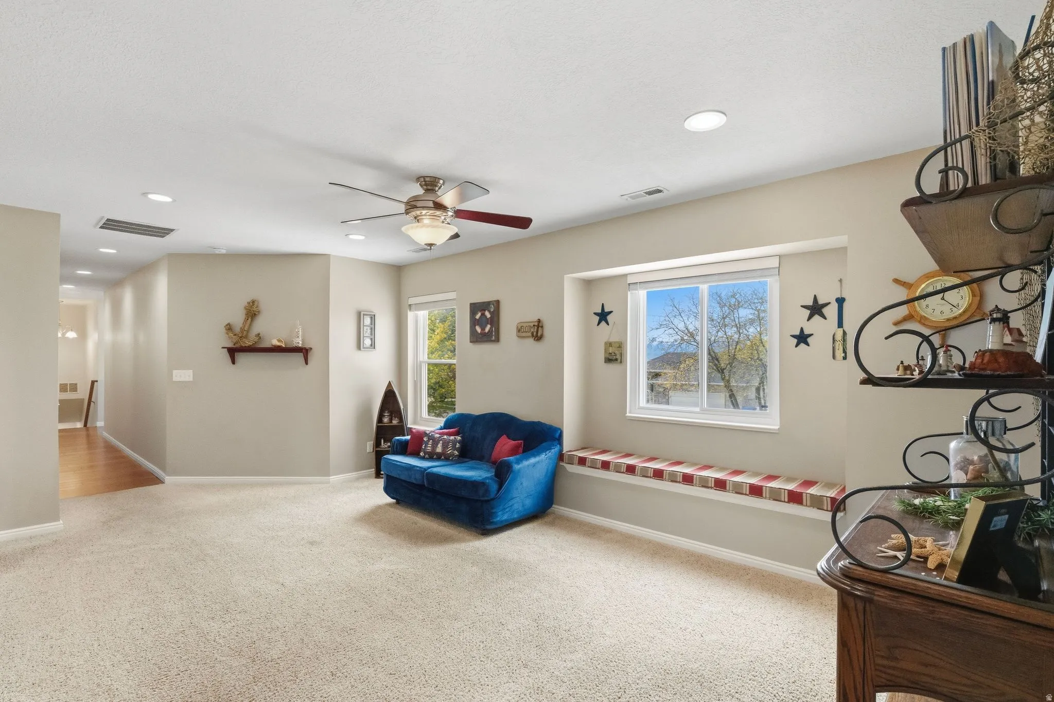 2nd level family room view from bedroom doors.