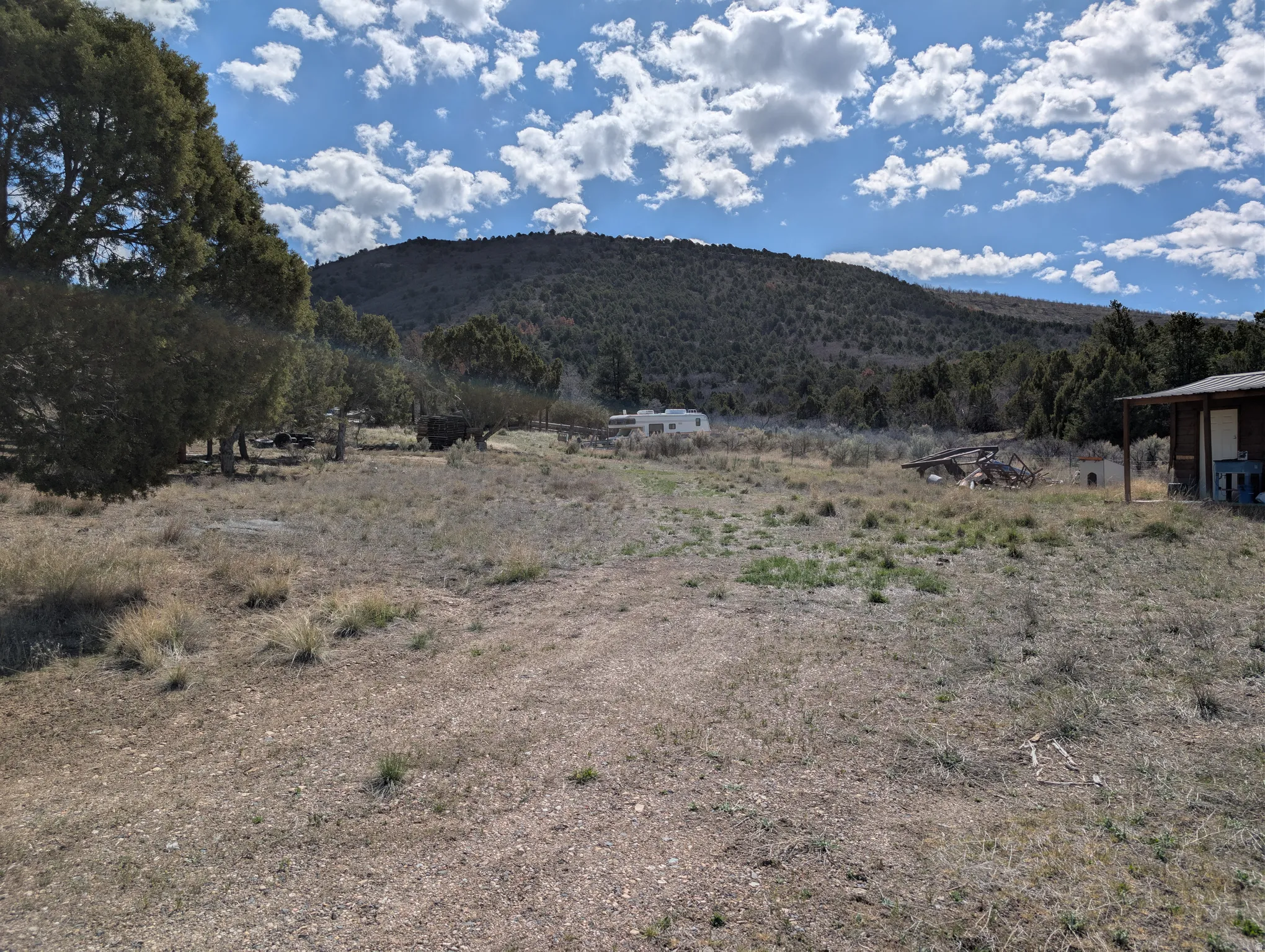 View of mountain background with rural landscape