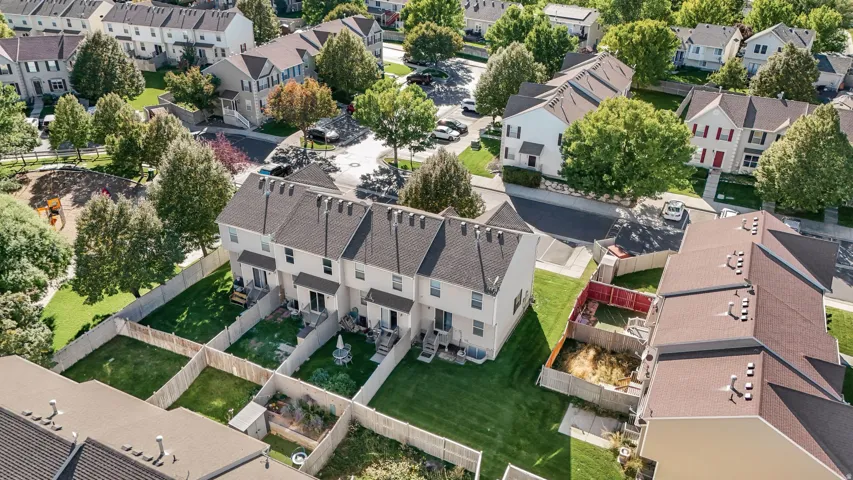 Aerial perspective of suburban area