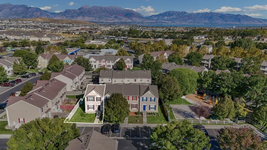 Drone / aerial view of a mountain backdrop