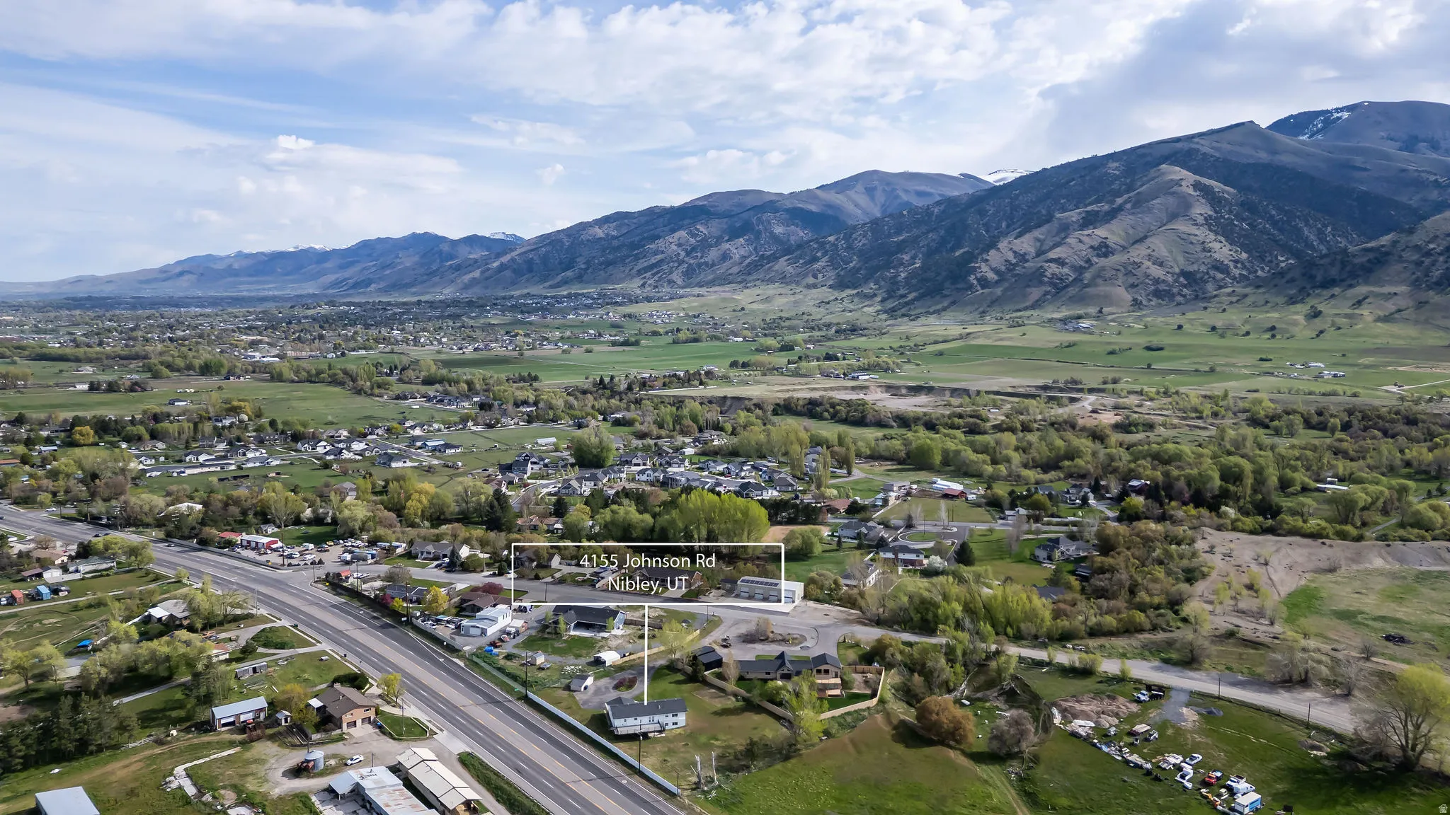 Drone / aerial view of a mountainous background