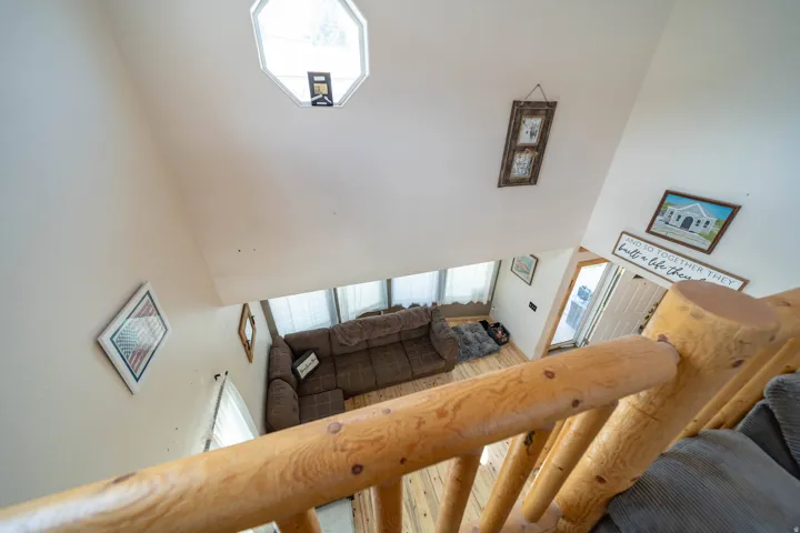 Stairs with a high ceiling