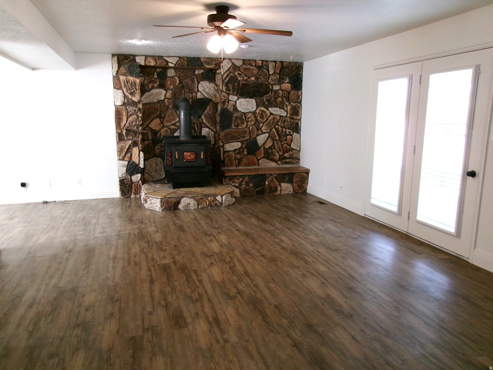 Main floor Family room 19 x 15 with wood stove
