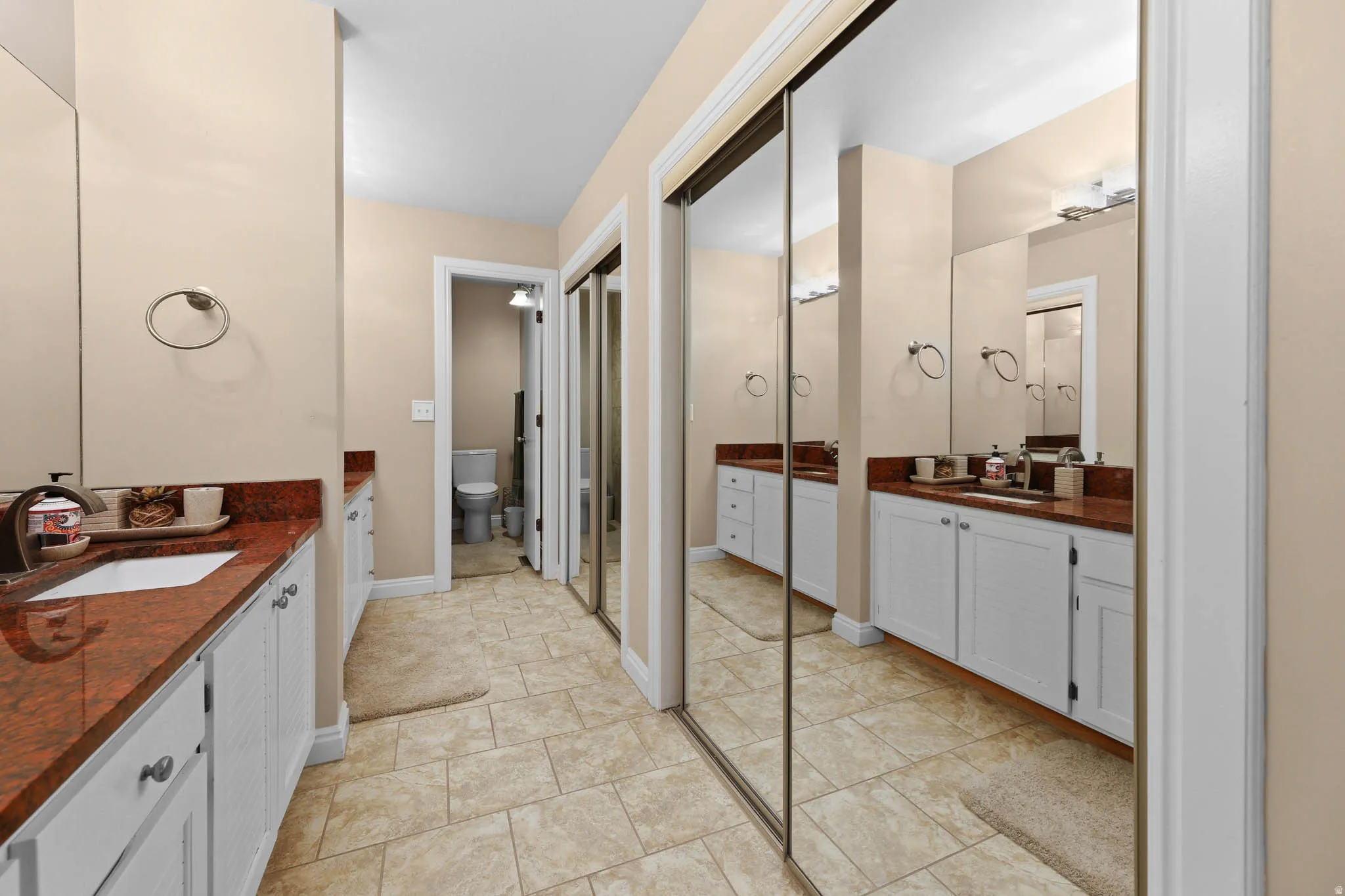 Bathroom with two vanities