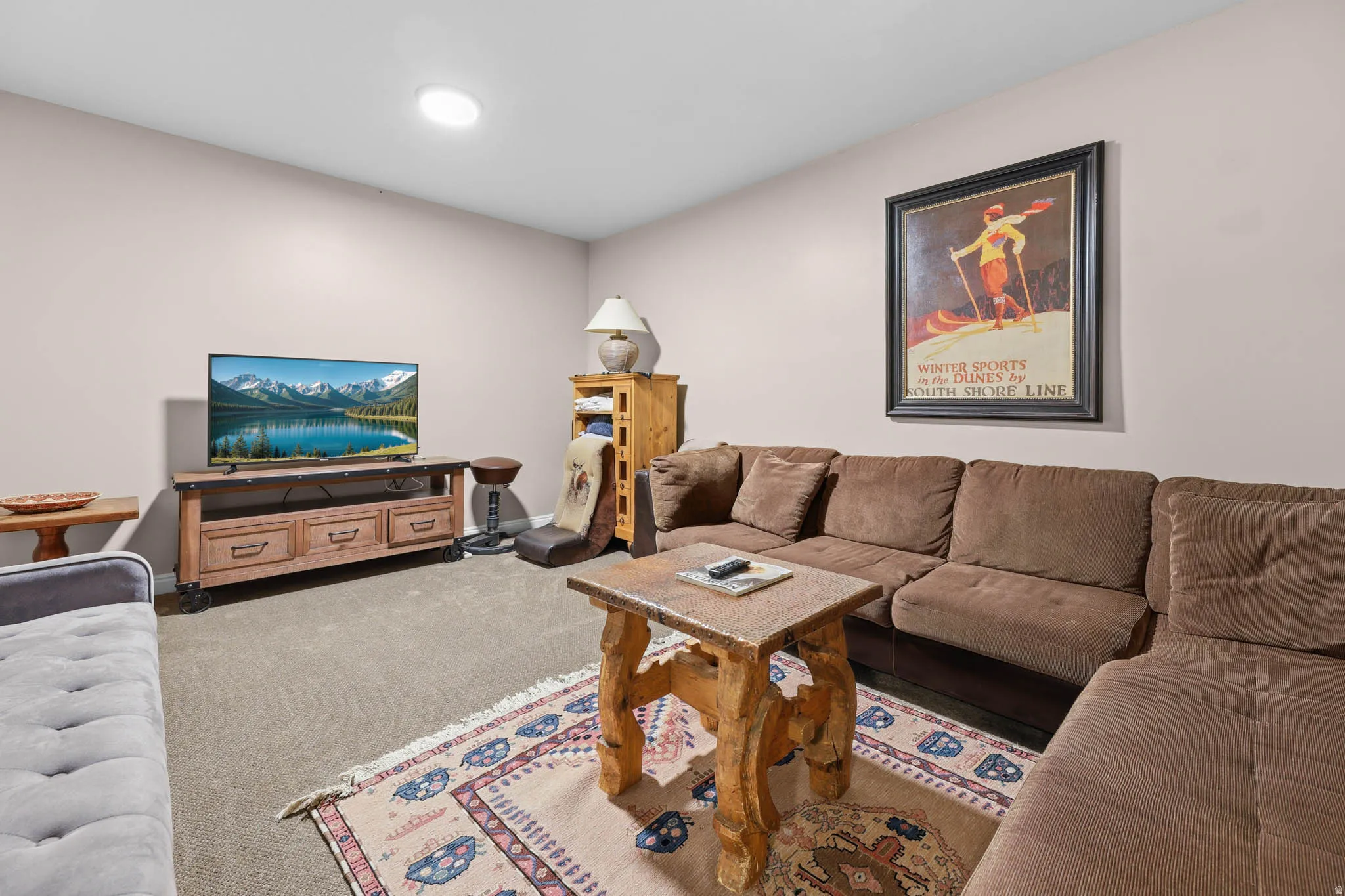 View of carpeted living area