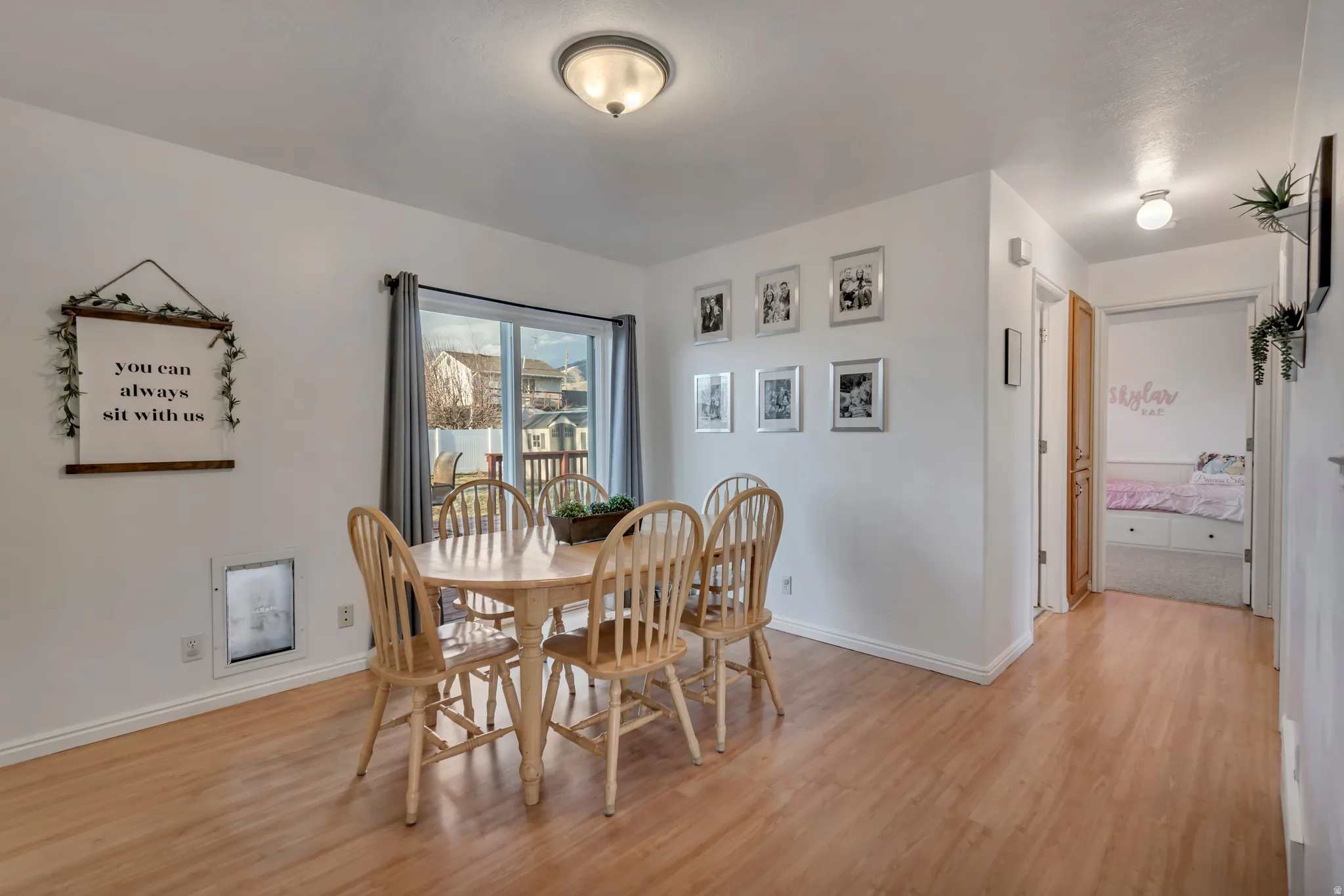 Dining space featuring light wood-style flooring