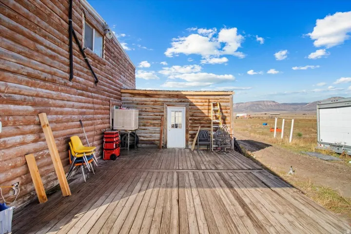 Wooden deck with a mountain view