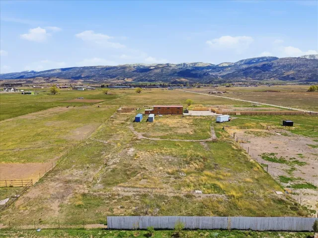 Overview of rural landscape with mountains