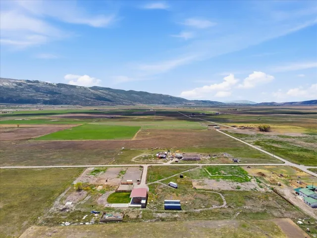 Aerial view of sparsely populated area featuring mountains