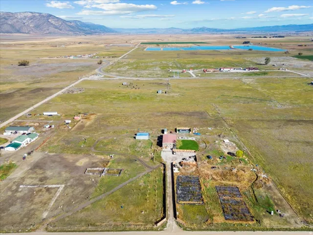 Overview of rural landscape featuring mountains