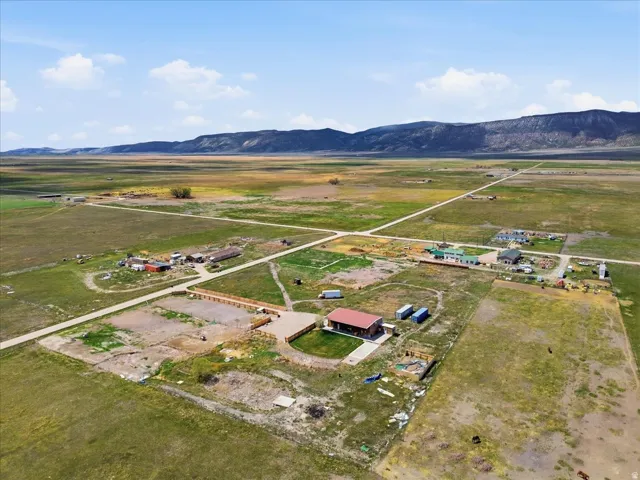 Aerial view of sparsely populated area featuring mountains
