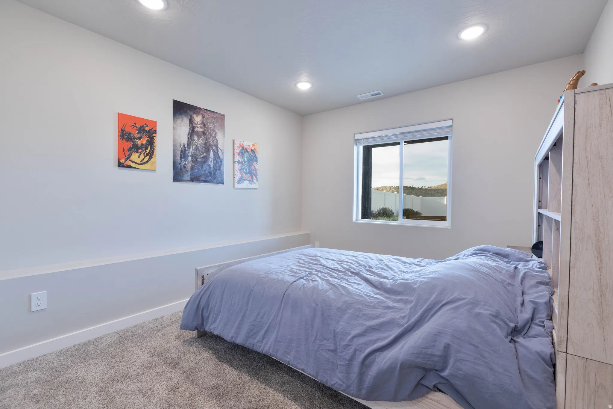 Bedroom with carpet and recessed lighting