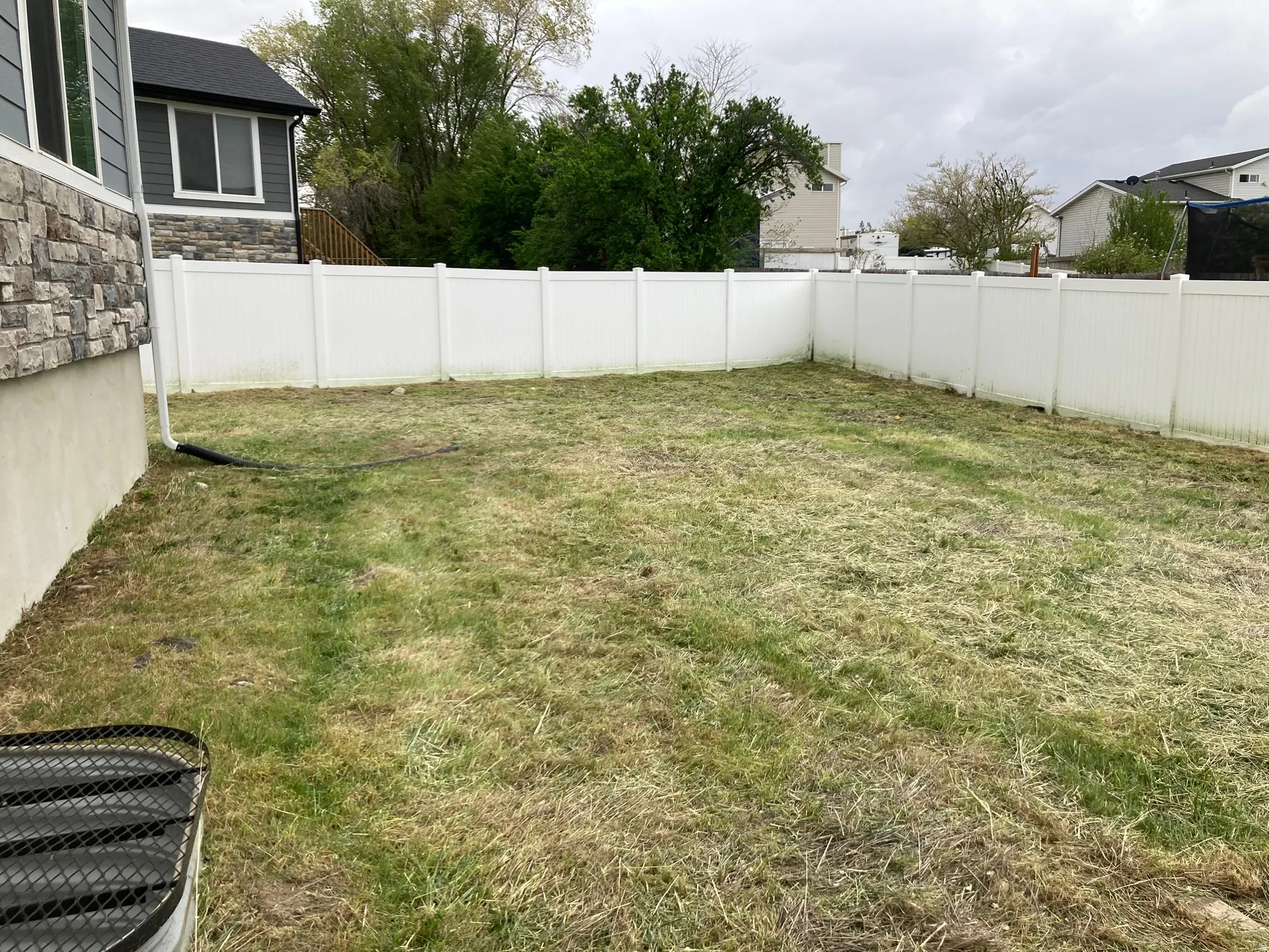 View of fenced backyard