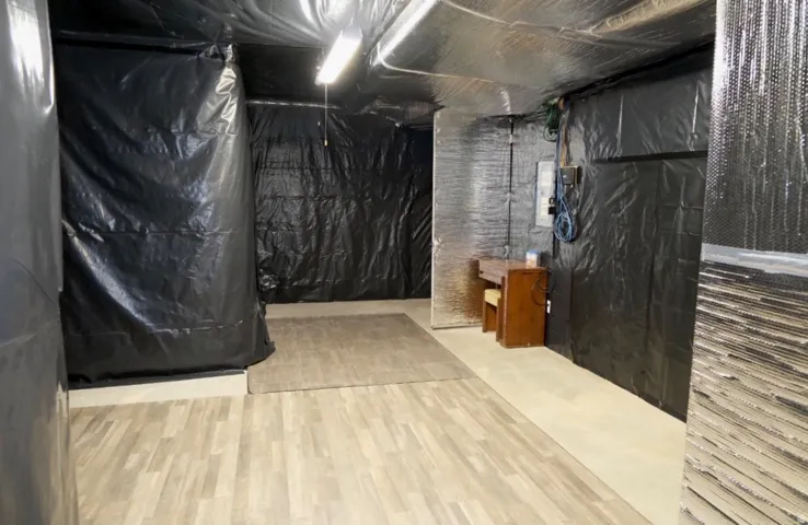 Unfinished below grade area with light wood-type flooring