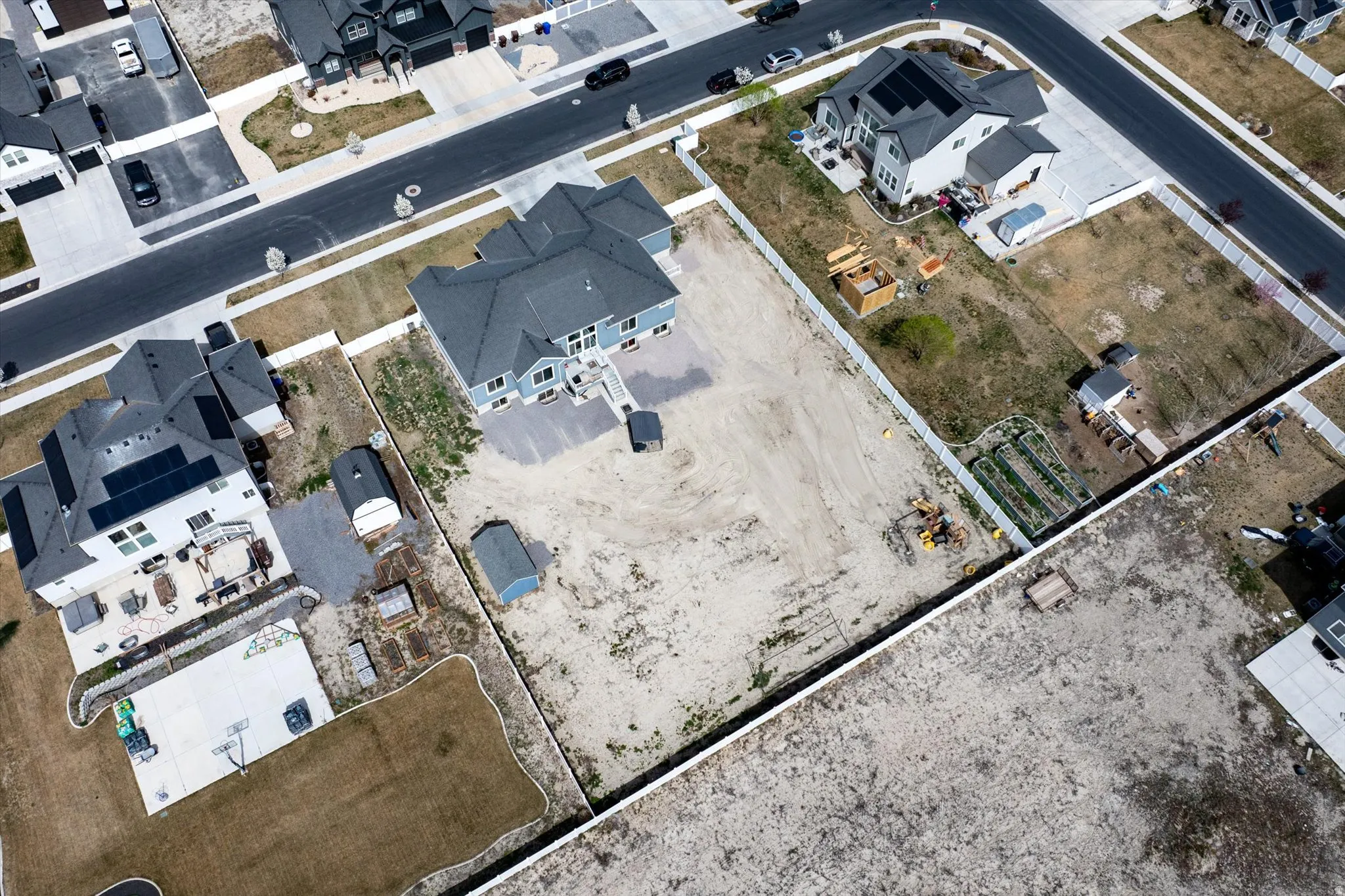 Aerial perspective of suburban area