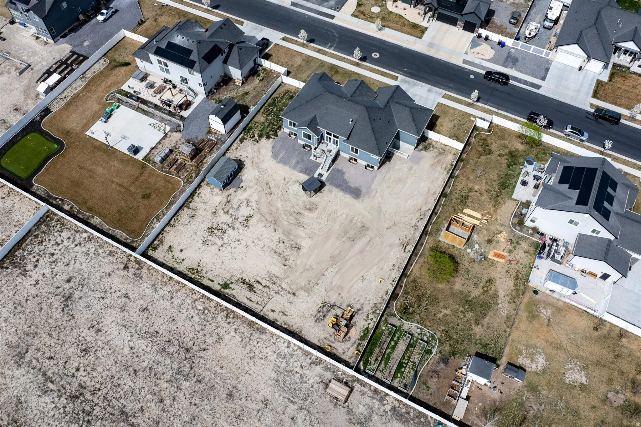 Aerial view of residential area